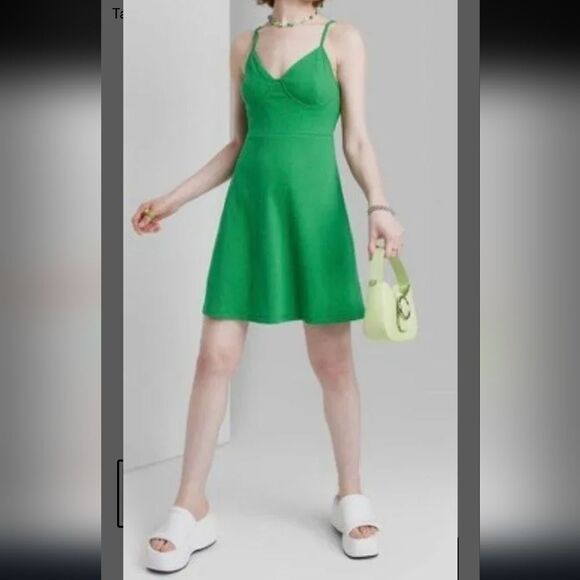 Womens Knit Skater Dress Wild Fable Green medium nwot summer target y2k - Picture 1 of 16